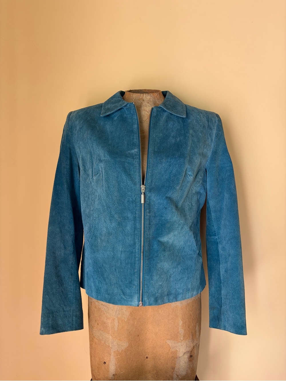 90’s Vtg Clio Turquoise Blue Suede Chic Western Jacket